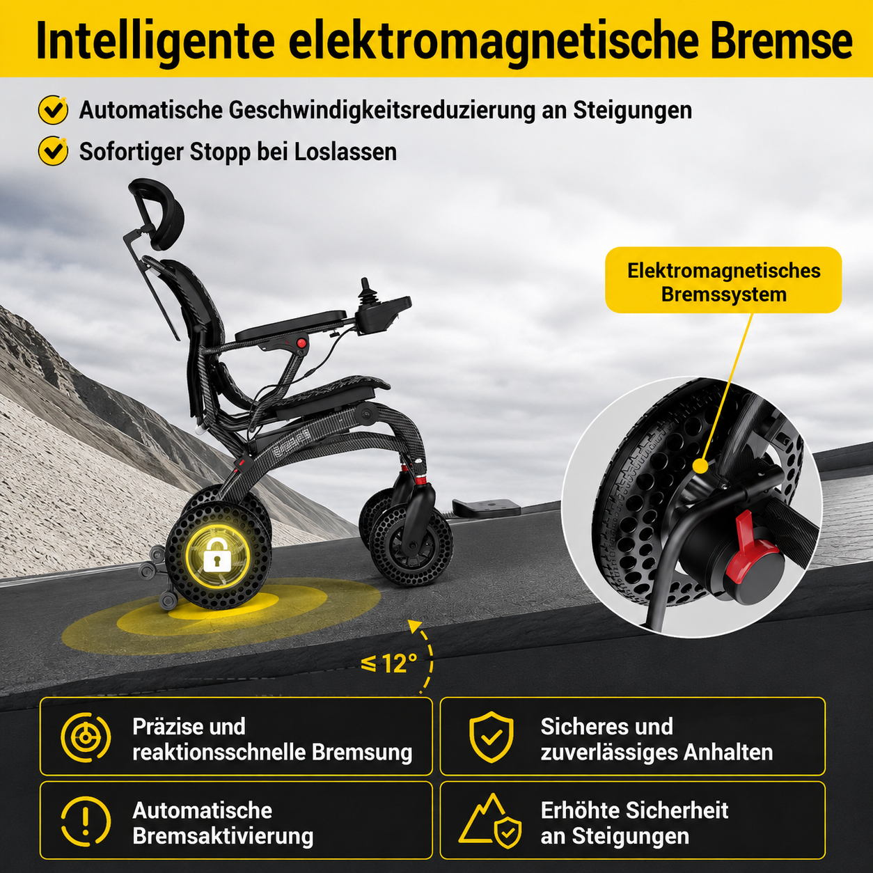 Elektrorollstuhl - Seniorenroller B10 mit Kopfstütze - elektrischer Mobilitätsroller E-Rollstuhl klappbar - Reichweite bis 48 km
