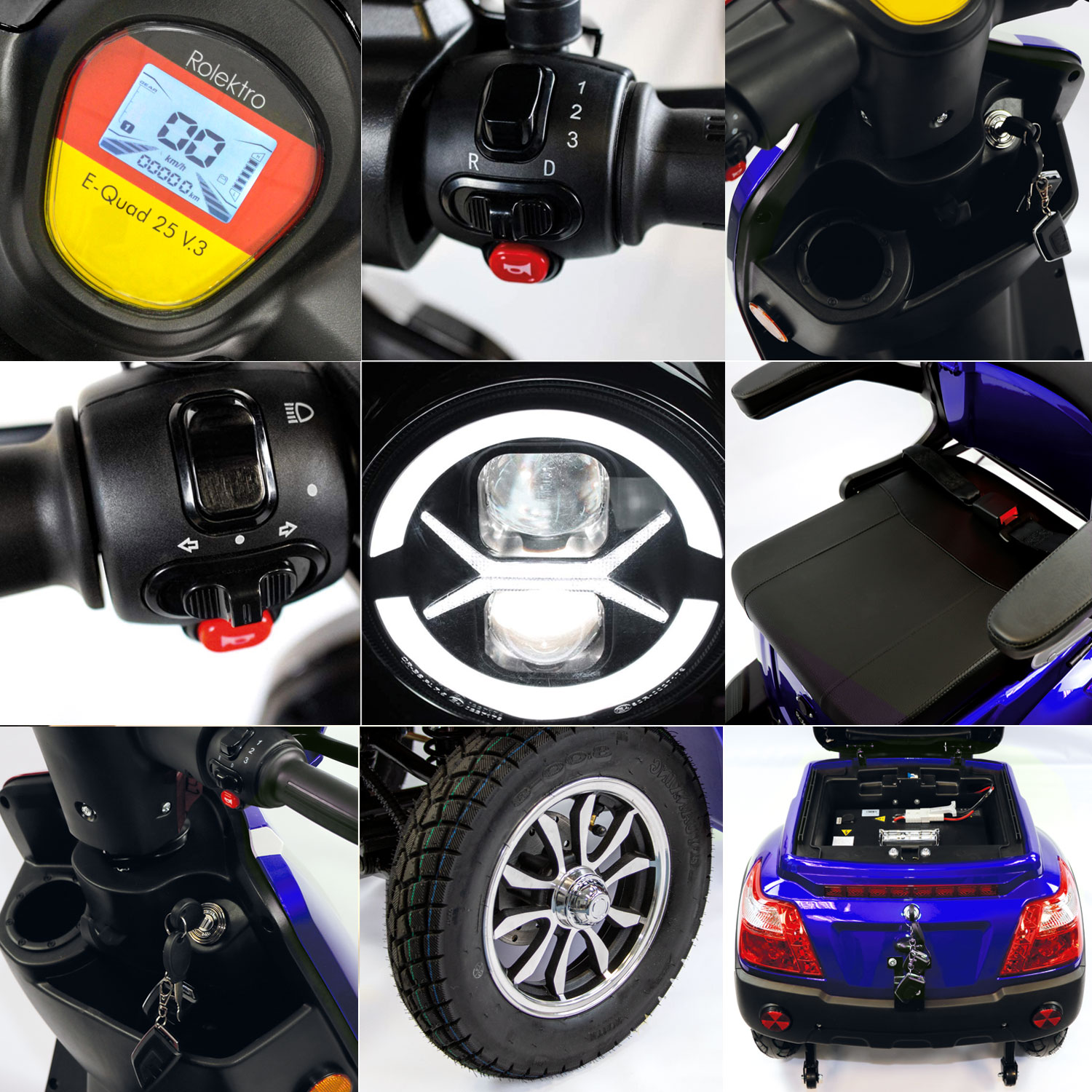 Rolektro E-Quad 25 V.3 Lithium Akku herausnehmbar - 4 Rad Seniorenmobil