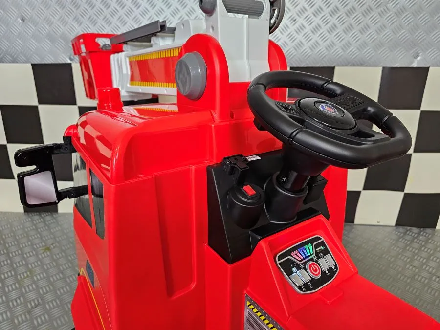 Elektro Kinderfahrzeug Feuerwehrauto Scania, Feuerwehr mit Wasserpistole und 4 Motoren, Allrad