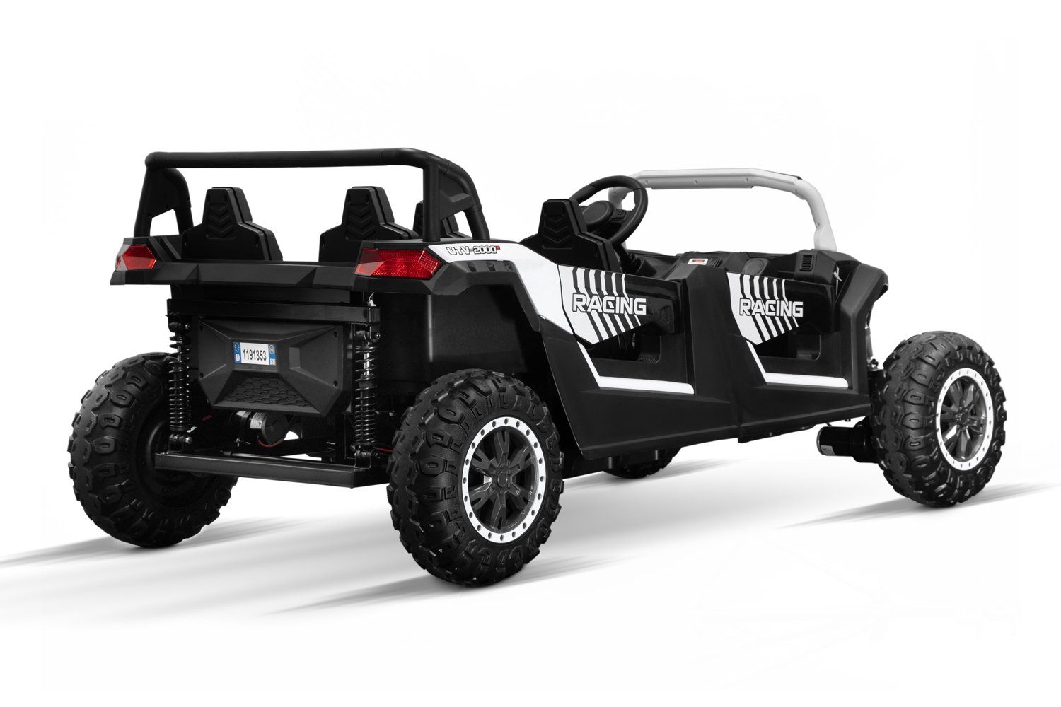 SUPER BIG XXL Elektrokinderauto 4-Sitzer 11 km/h, Kinderbuggy mit 4 Plätzen, 2x2-Sitzer Elektro Kinderfahrzeug, Elektro-Buggy für 4 Kinder