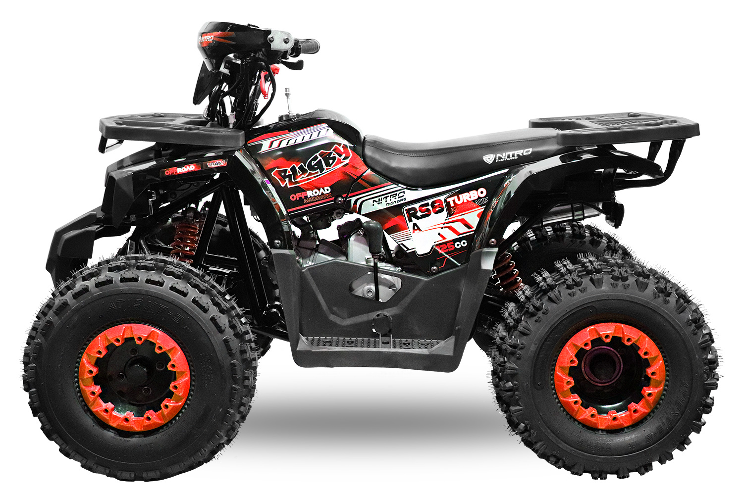 NITRO MOTORS 125cc midi Kinder Quad Rugby RS8-A Platin, Miniquad Atv Kinderquad Pocketquad 8 Zoll