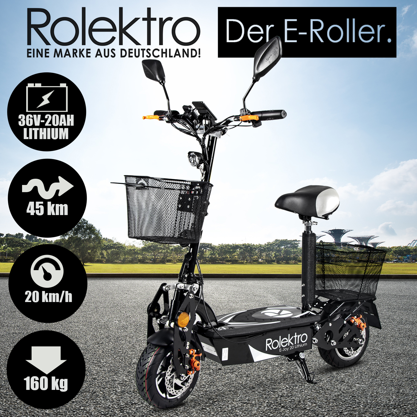 Elektroscooter Rolektro E-Jack 20 mit wählbarem Blei oder Lithium Akku