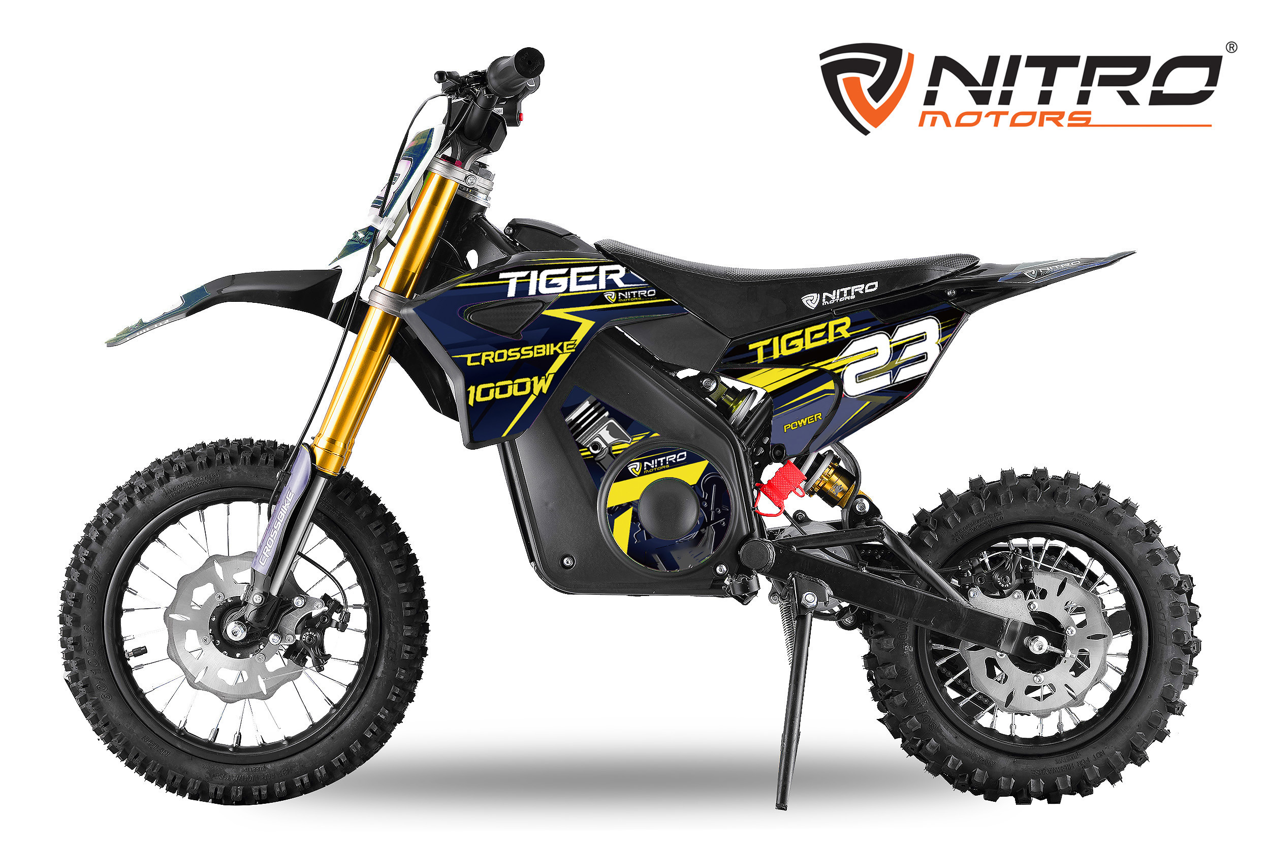 Kinder Crossbike Nitro Motors Tiger Eco Dirtbike DLX 12 Zoll - Motorcross Kids 1000 Watt