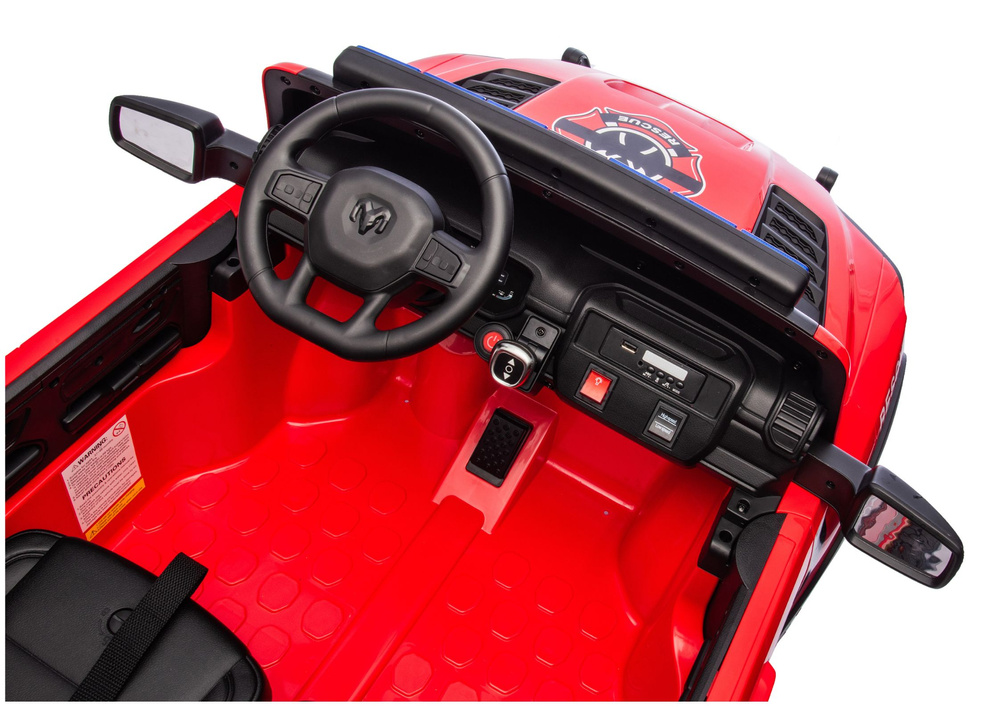 Kinder Elektrofahrzeug Fire Rescue, Kinderfahrzeug Feuerwehr RAM ZB629-F, 2-Sitzer Feuerwehrauto Allrad 4x100 Watt