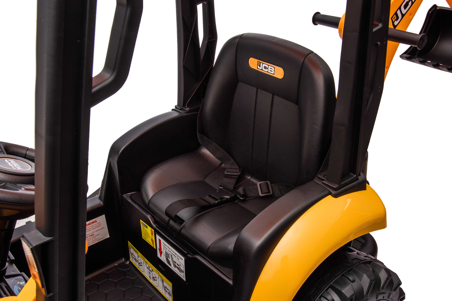 Elektro Kinderbagger - Elektrobagger JCB 4 mit 2 Schaufeln und Dach, Schaufelbagger, Elektro-Kinderfahrzeug, Kinder-Traktor, Bulldozer