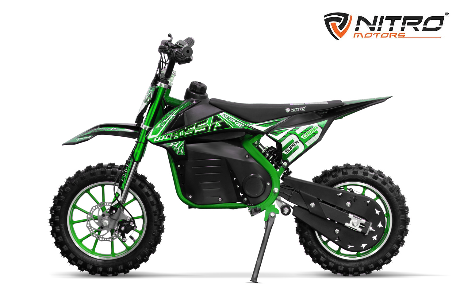 NITRO MOTORS mini Kinder Dirtbike Fossa Fun 10 Zoll, Kinder Motorcross Bike 1000 Watt, Elektro-Motorcross