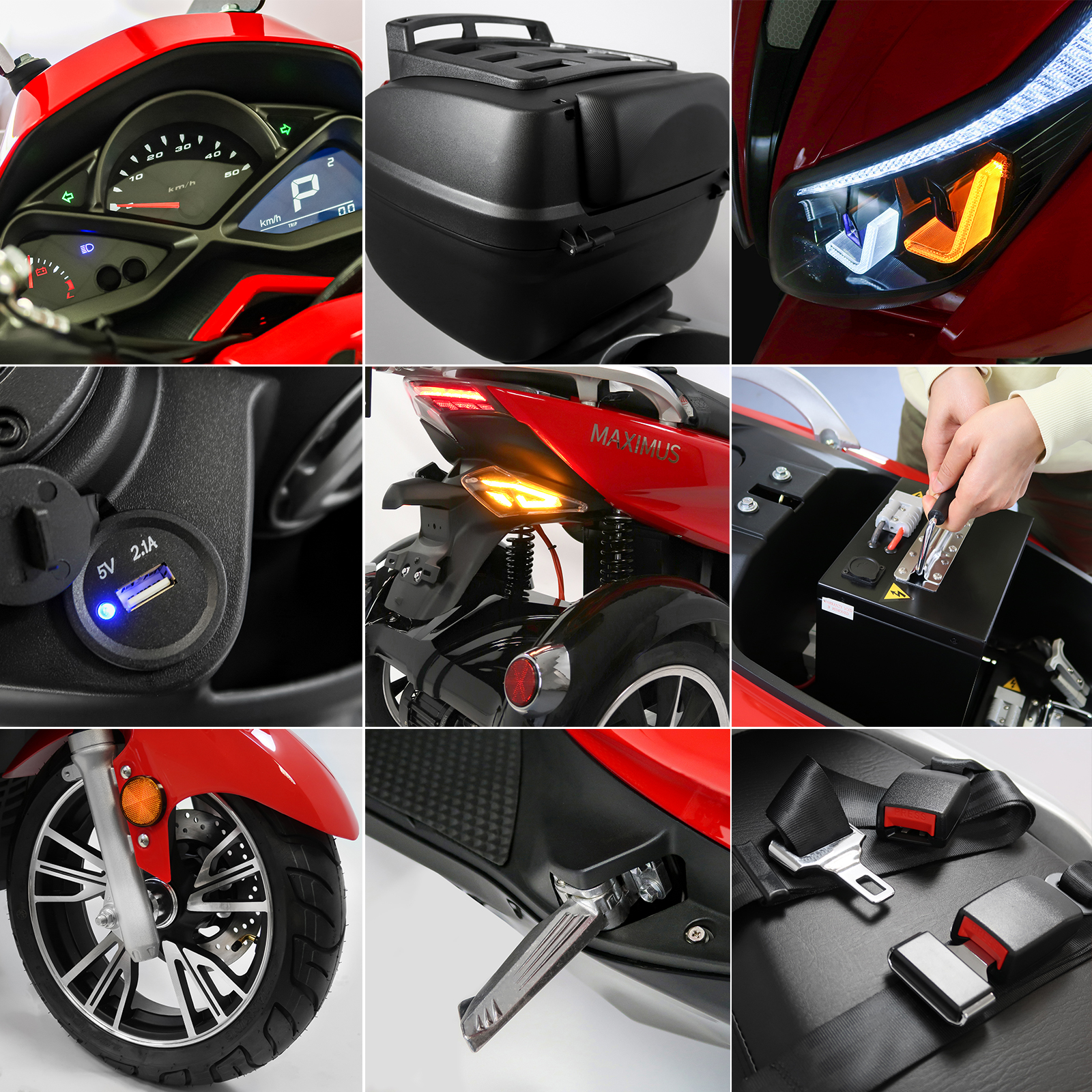 Elektro-Trike - E-Roller Maximus, 3-Rad E-Mobil MX3-25, Lithium Akku, 70-140 km, Elektroroller 25 km/h