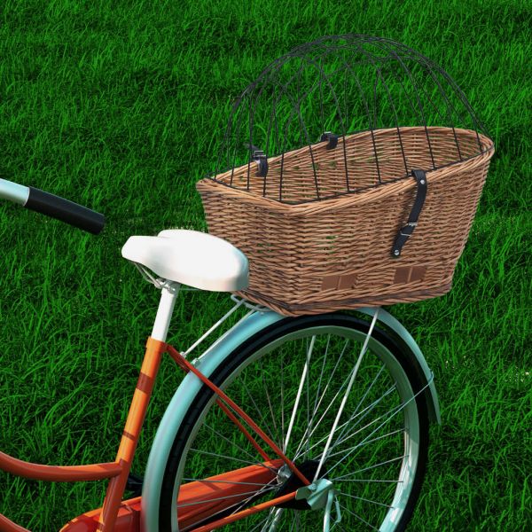 Fahrrad-Gepäckträgerkorb mit Abdeckung 55×31×36 cm Naturweide