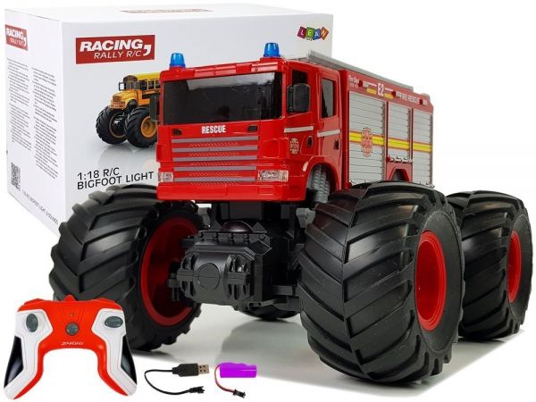 ferngesteuertea Auto, Fire Truck Huge Wheels, Feuerwehr, Bigfoot Truck