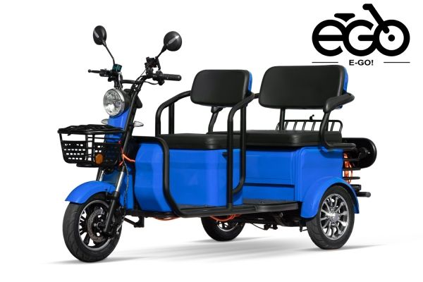 Elektromobil E-GO! City AX3 2100 Watt 72V, Dreirad mit 25km/h, Seniorenmobil als Zweisitzer und Dach
