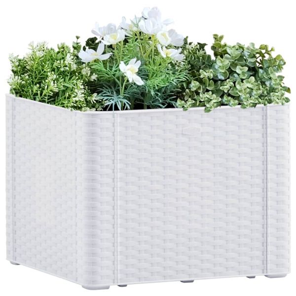 Garten-Hochbeet mit Selbstbewässerungssystem Weiß 43x43x33 cm