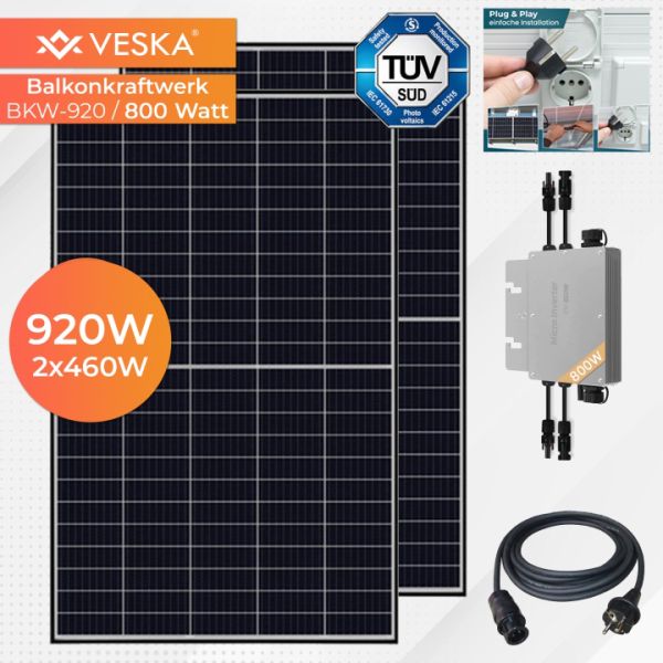 Premium Solaranlage, Solar-Panel Balkonkraftwerk von VESKA® 920W/600W