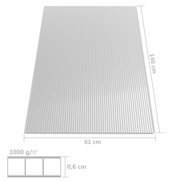 Polycarbonatplatten 12 Stk. 6 mm 140×61 cm