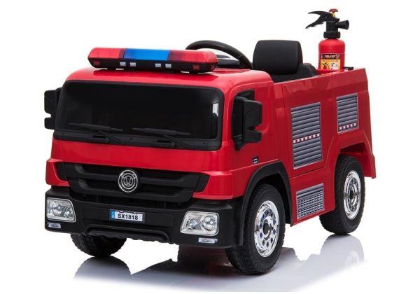 Elektro Kinderauto Feuerwehr SX1818 - Feuerwehrauto mit Helm, Wasserspritze und Tank