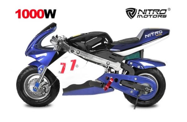 Kinder Pocketbike - 20 km/h Nitro Motors Minibike Racing 1000W - Kinder Elektro-Motorrad