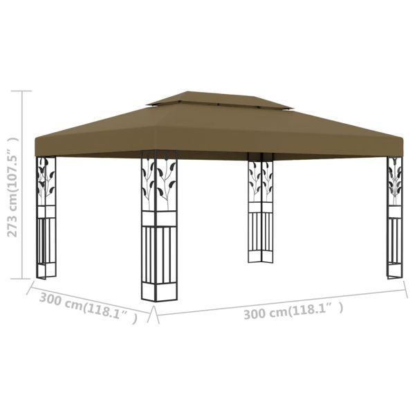 Pavillon mit Doppeldach 3x4 m Taupe 180 g/m²