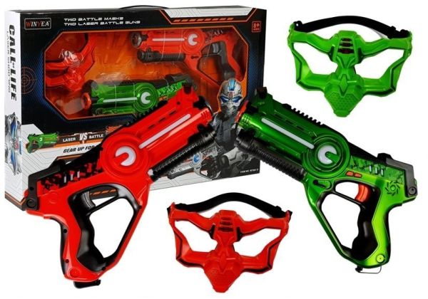 Spielzeug Laserpistolen Set mit Masken für 2 Spieler - Kinder-Pistolen Laserspiel