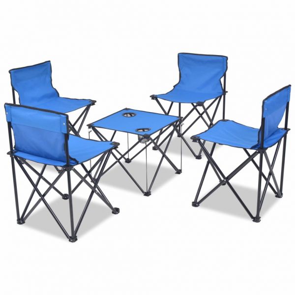 Campingmöbel-Set 5-tlg. Klappbar Blau Stahl 45 x 45 x 70 cm
