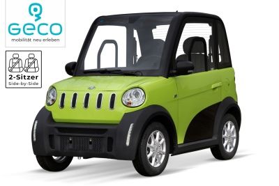 Elektroauto GECO TWIN 8.0 - 2 Sitzer Kabinenfahrzeug, Elektrofahrzeug für Senioren, E-Auto