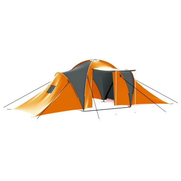 Campingzelt 9 Personen Stoff Grau und Orange