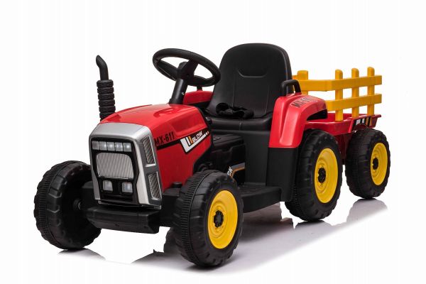 Elektro Kinderauto - Elektro Traktor mit Anhänger in zwei Fraben, Elektrotraktor für Kinder, Elektro Einsatzfahrzeug